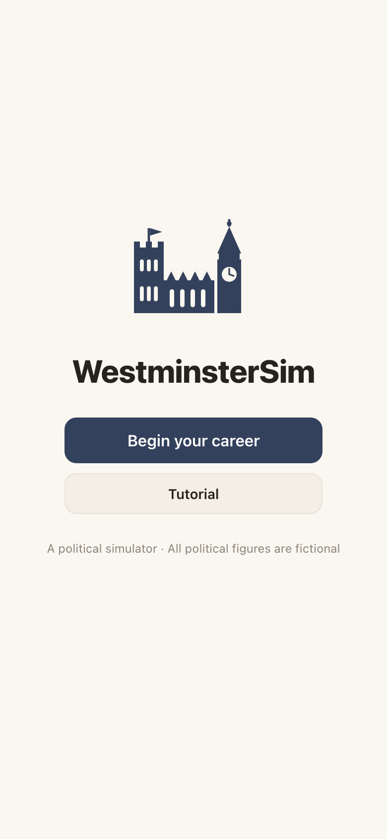 WestminsterSim title screen